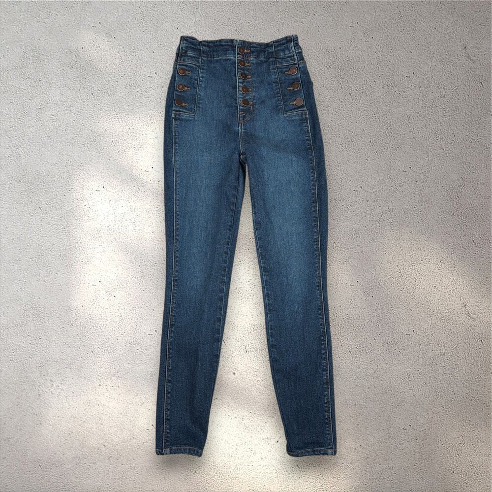J Brand Natasha Sky High Skinny Jeans Women's 23 Dark Wash Equalize Button Fly